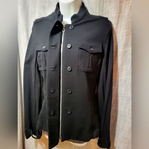 Gothic military jacket womens sz  M safari style pockets with black buttons - Picture 1 of 13